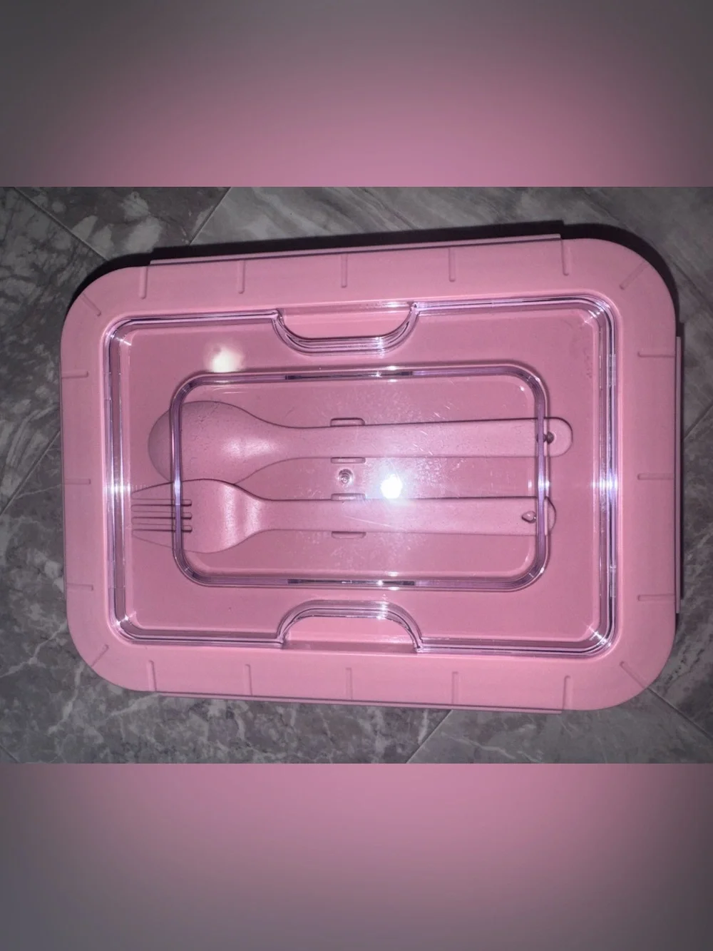 Pink 3-Compartment Bento Lunch Box with Utensils